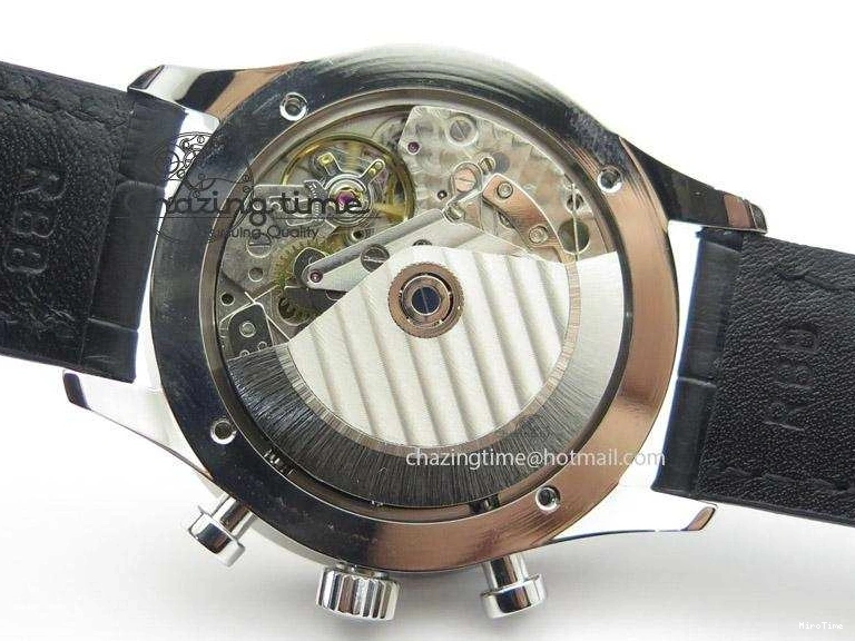 MIROTIME 0509 Minimalist Portuguese 40mm Chrono SS Black Dial On Black Leather Strap A 7382